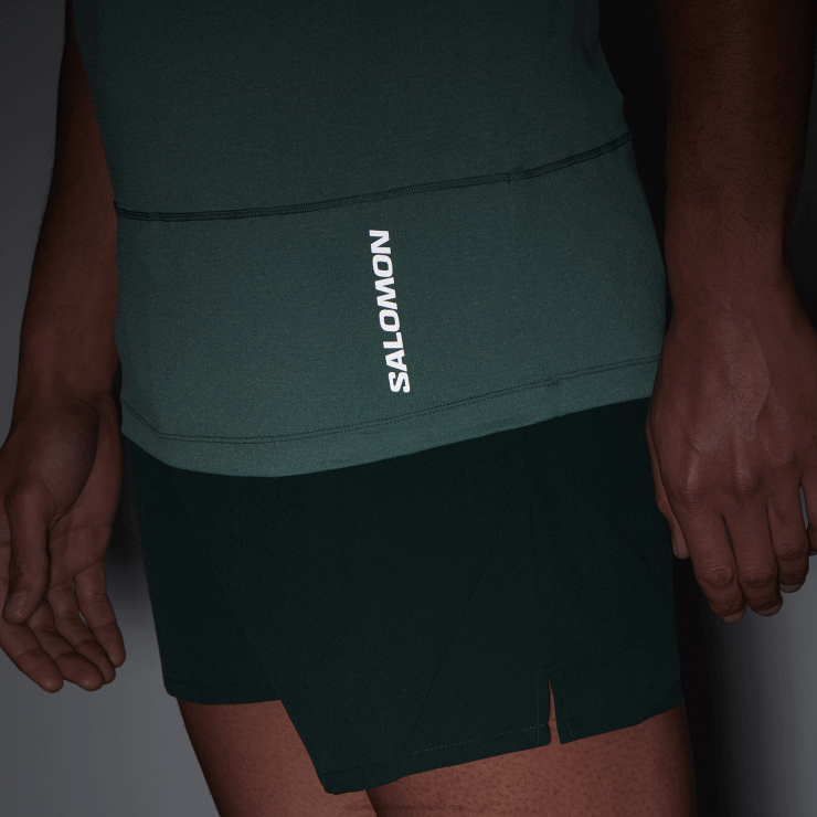 heren T-shirt met korte mouwen - cross run Salomon 22DD8241 Stille Oceaan / heide