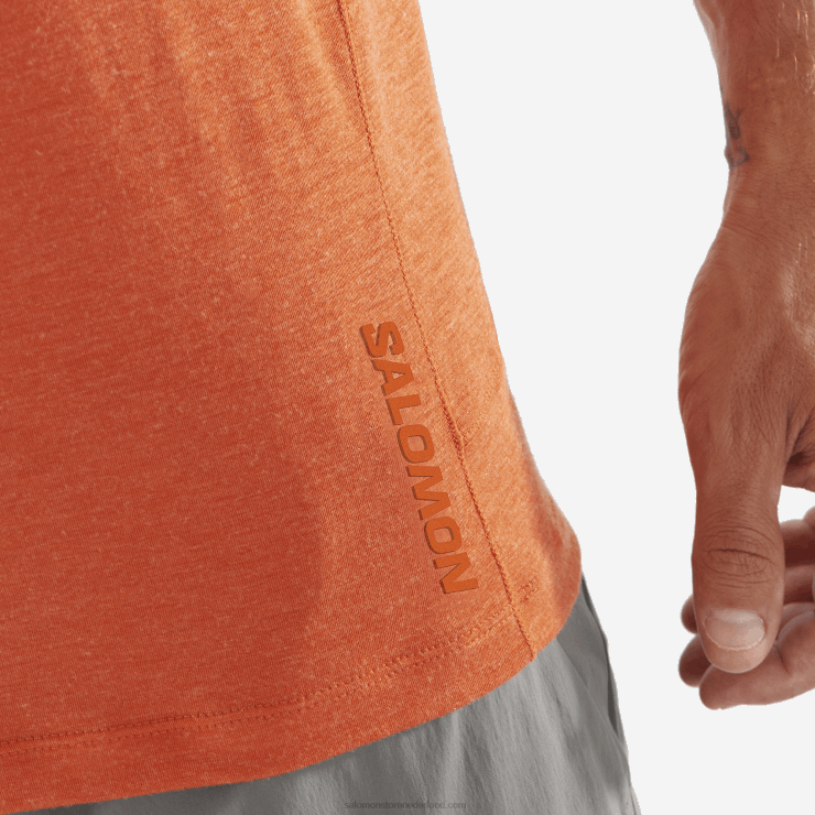 heren T-shirt met korte mouwen - runlife Salomon 22DD81199 gebrande oker/heide