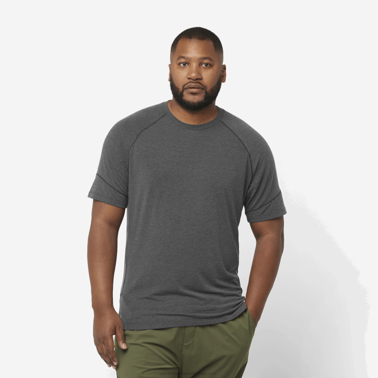 heren T-shirt met korte mouwen - runlife Salomon 22DD81200 diep zwart/heide