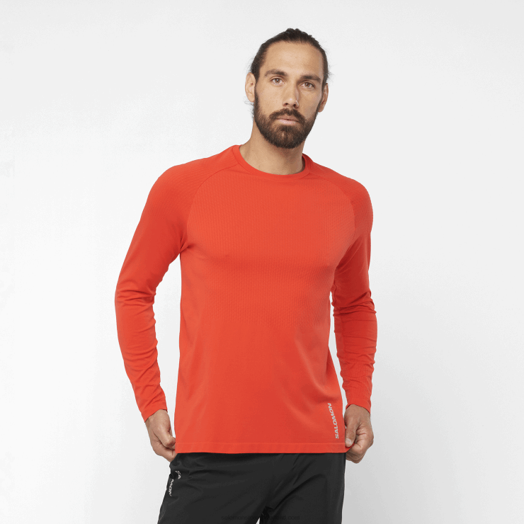 heren T-shirt met lange mouwen - sense aero naadloos Salomon 22DD8231 vurig rood