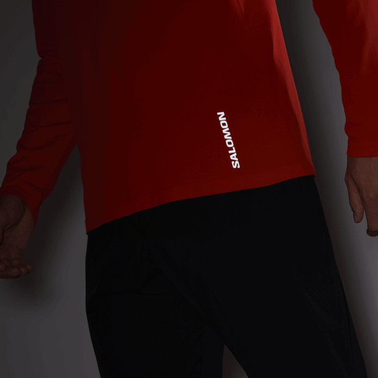 heren T-shirt met lange mouwen - sense aero naadloos Salomon 22DD8231 vurig rood