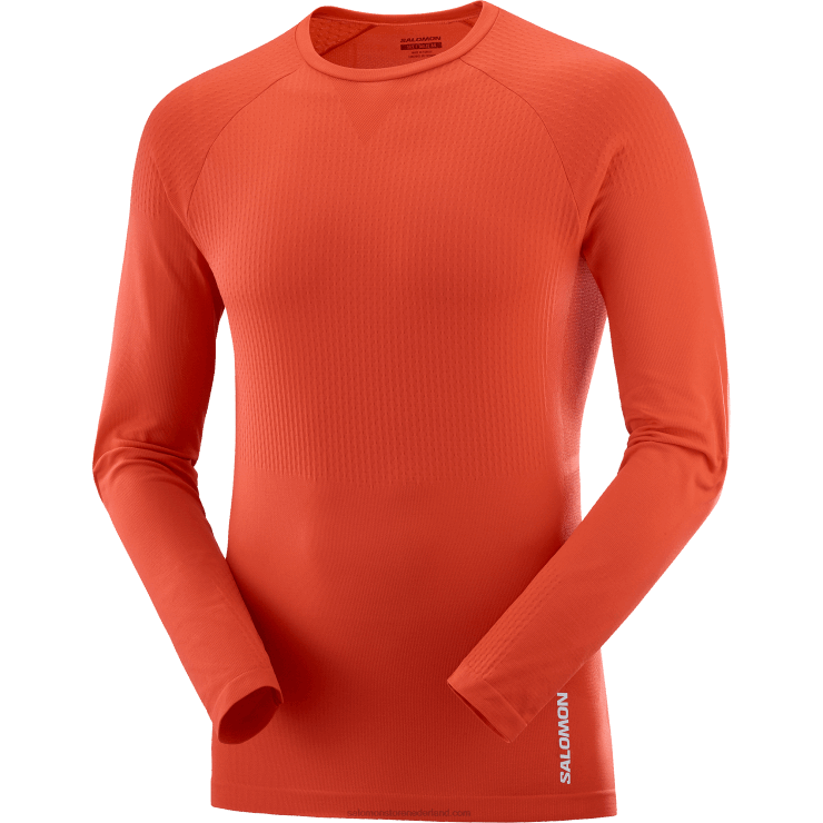 heren T-shirt met lange mouwen - sense aero naadloos Salomon 22DD8231 vurig rood