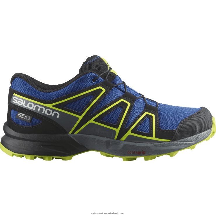 junior - kinderschoenen - speedcross clima waterdicht Salomon 22DD81344 nautisch blauw/zwart/zure limoen