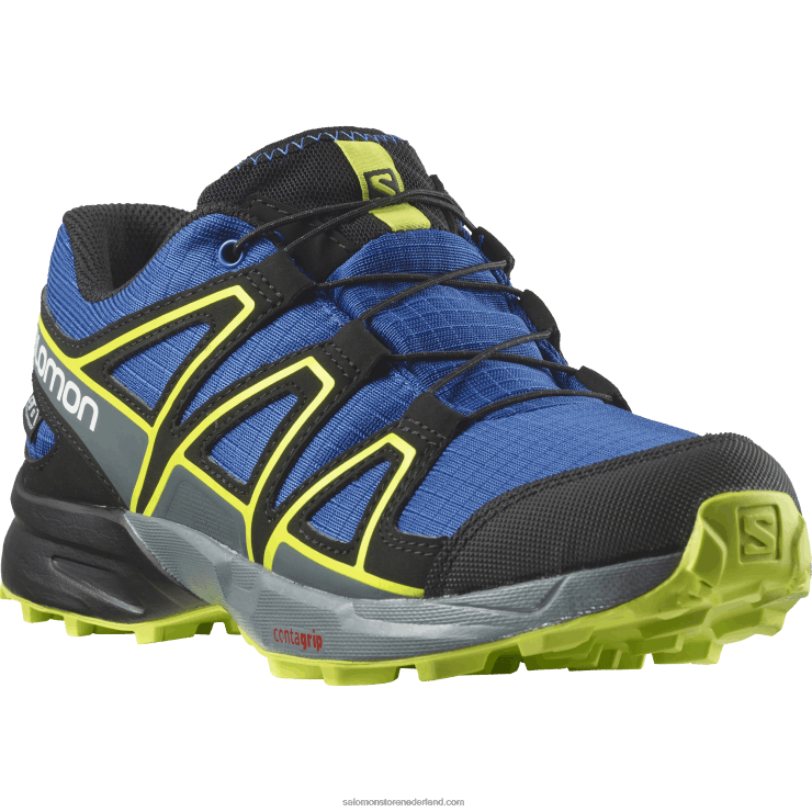 junior - kinderschoenen - speedcross clima waterdicht Salomon 22DD81344 nautisch blauw/zwart/zure limoen