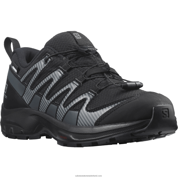 junior - kinderschoenen - xa pro v8 clima waterdicht Salomon 22DD81360 zwart/ebbenhout