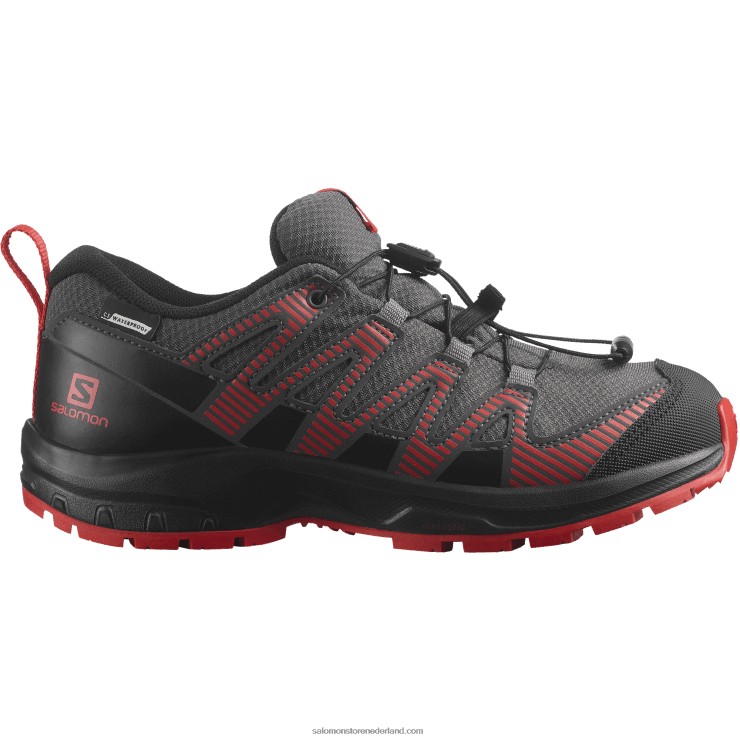 junior - kinderschoenen - xa pro v8 clima waterdicht Salomon 22DD81361 magneet/zwart/poppy rood