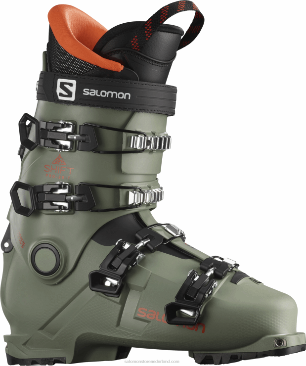 junior - all mountain boots voor kinderen - shift pro 80t at Salomon 22DD81373 olie groen/zwart/oranje