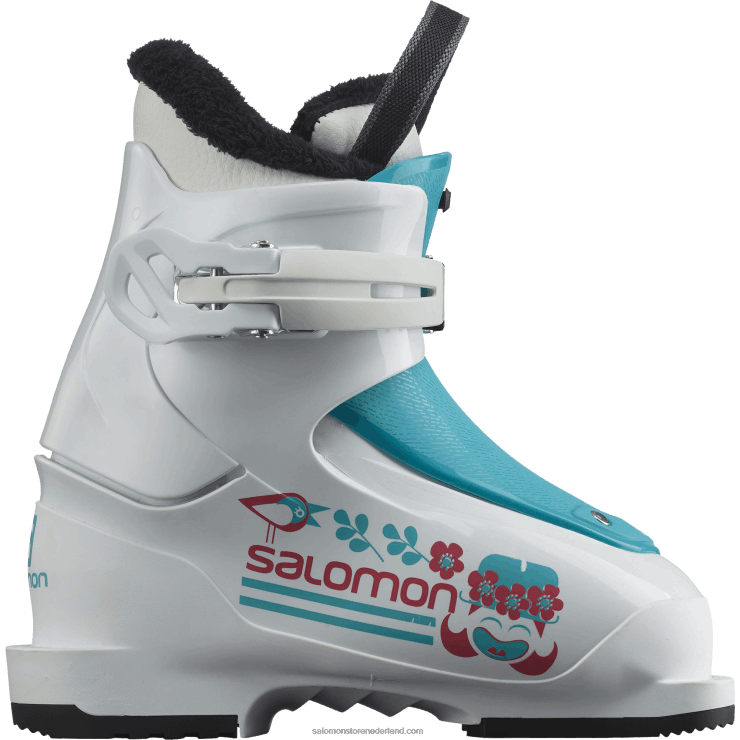 junior - skischoenen voor kinderen - t1 girly Salomon 22DD81426 wit/scubablauw