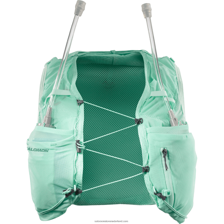 hardloopvest voor dames inclusief bidons - adv skin 12 Salomon 22DD8965 strandglas/ebbenhout/poolblauw