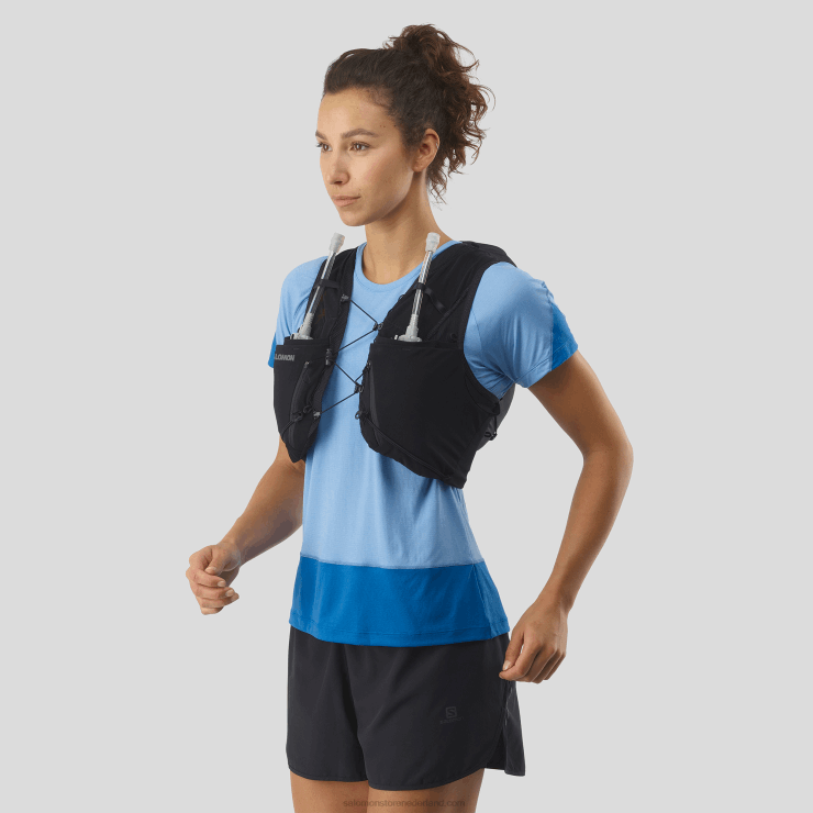 hardloopvest voor dames inclusief bidons - adv skin 12 Salomon 22DD8967 zwart/ebbenhout
