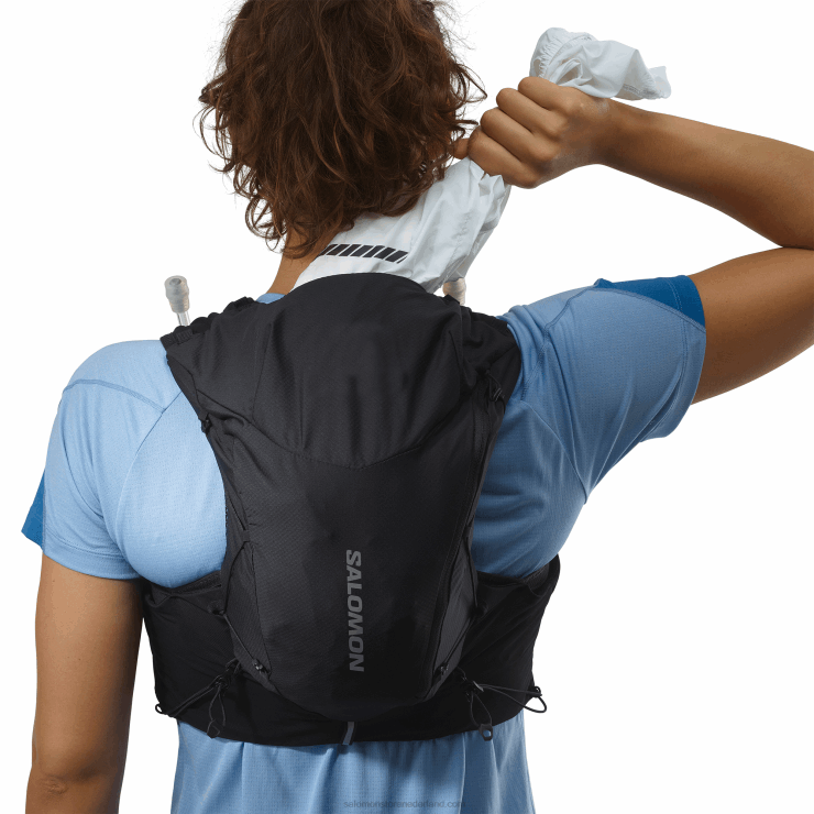 hardloopvest voor dames inclusief bidons - adv skin 12 Salomon 22DD8967 zwart/ebbenhout