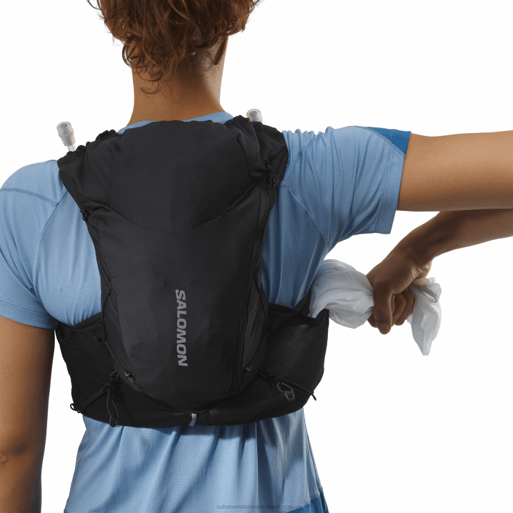 hardloopvest voor dames inclusief bidons - adv skin 12 Salomon 22DD8967 zwart/ebbenhout