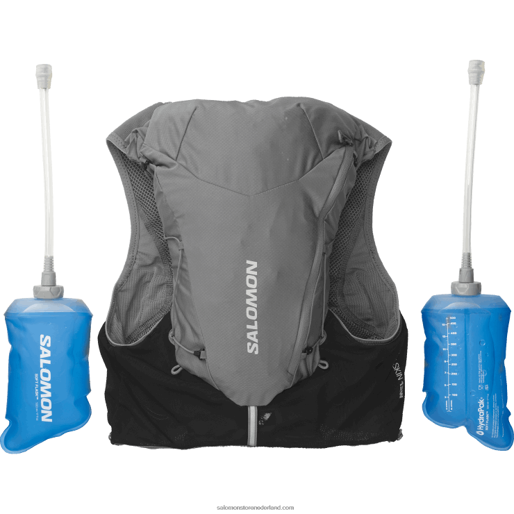 hardloopvest voor dames inclusief bidons - adv skin 12 Salomon 22DD8968 rustige tint/zwart