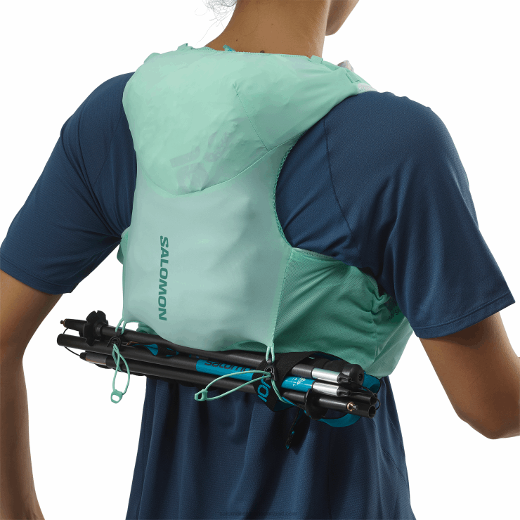 hardloopvest voor dames inclusief bidons - adv skin 5 Salomon 22DD8970 strandglas/ebbenhout/poolblauw