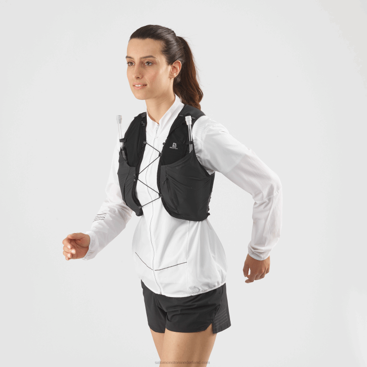 hardloopvest voor dames met bidons inbegrepen - sense pro 5 Salomon 22DD8976 zwart/ebbenhout