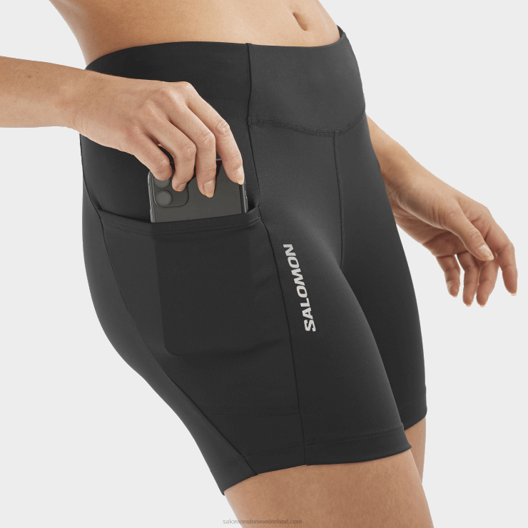 dames korte maillot - cross run 5 Salomon 22DD81154 diep zwart