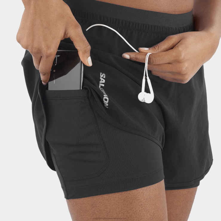 damesshort - kruis 2in1 Salomon 22DD8955 diep zwart