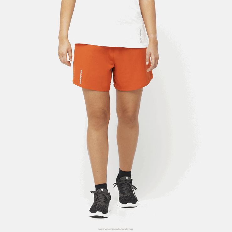 damesshort - kruis 5 Salomon 22DD81178 gebrande oker