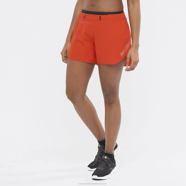 damesshort - sense aero 5 Salomon 22DD8963 vurig rood