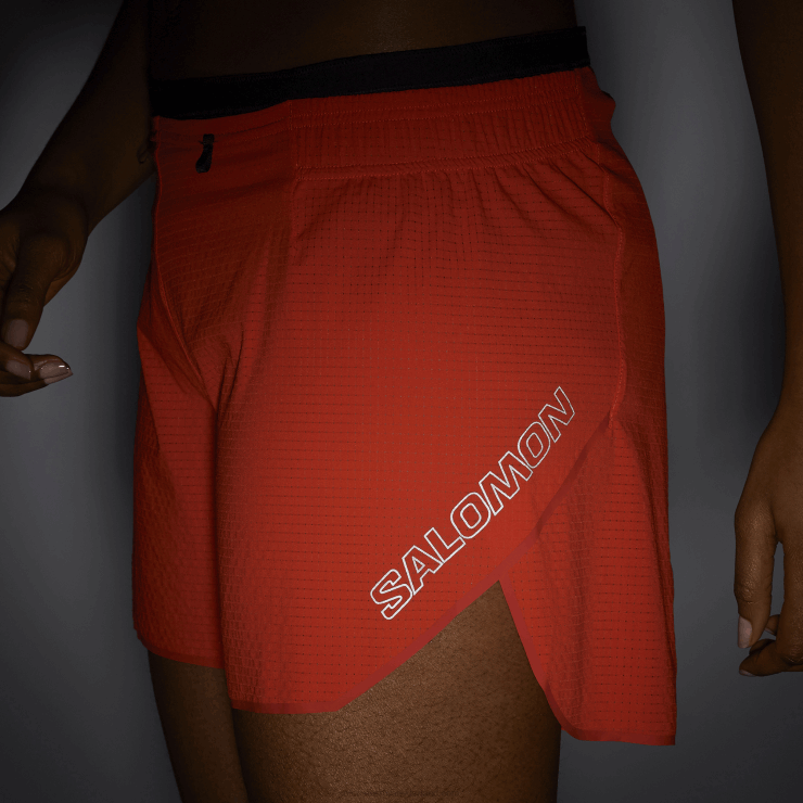 damesshort - sense aero 5 Salomon 22DD8963 vurig rood