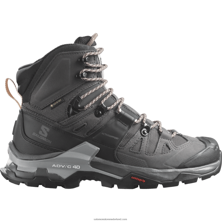 leren wandelschoenen voor dames - quest 4 gore-tex Salomon 22DD81128 magneet/zwart/zonnekus