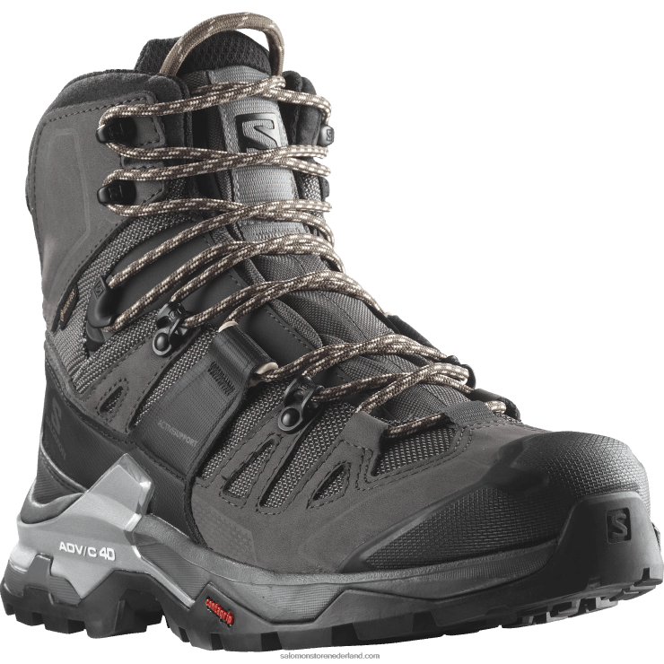 leren wandelschoenen voor dames - quest 4 gore-tex Salomon 22DD81128 magneet/zwart/zonnekus