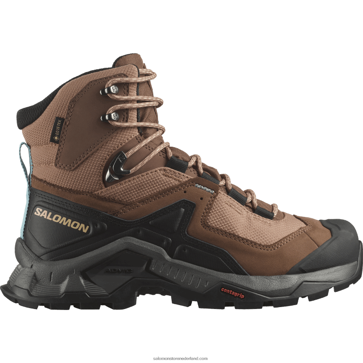 leren wandelschoenen voor dames - quest element gore-tex Salomon 22DD81135 mokkamousse/tin/marineblauw