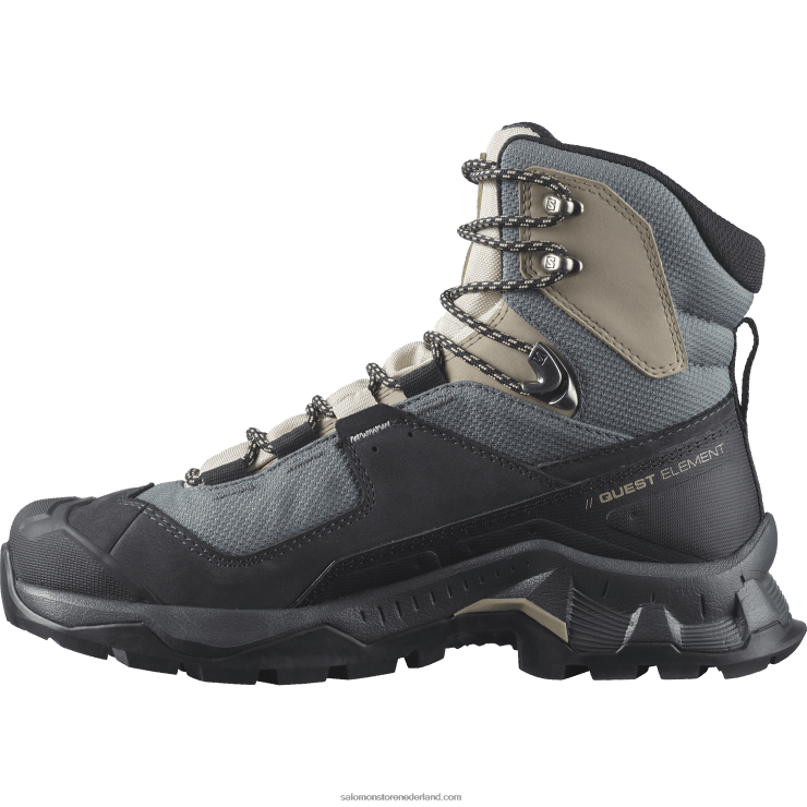leren wandelschoenen voor dames - quest element gore-tex Salomon 22DD81136 ebbenhout/regenachtige dag/stormachtig weer