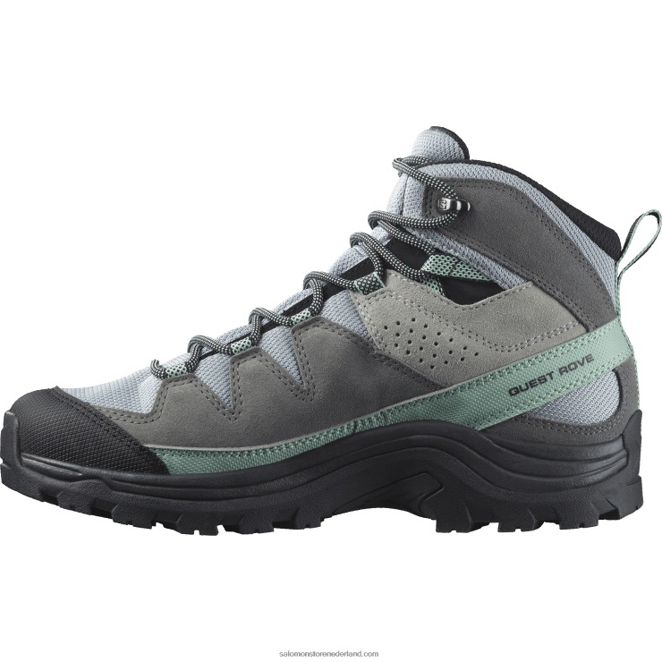 leren wandelschoenen voor dames - quest rove gore-tex Salomon 22DD81143 steengroeve/stille schaduw/zwart