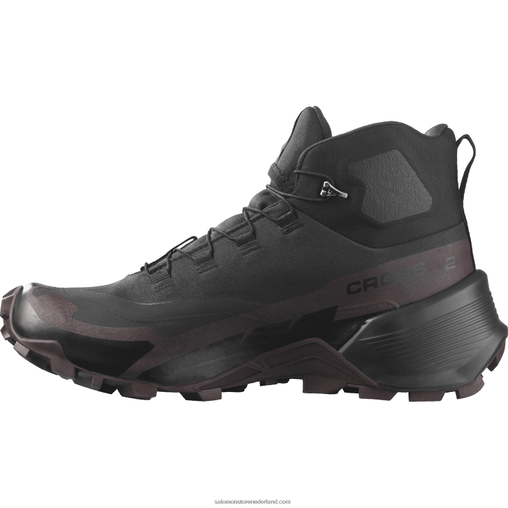 wandelschoenen voor dames - crosshike 2 mid gore-tex Salomon 22DD8735 zwart/chocolade pruim