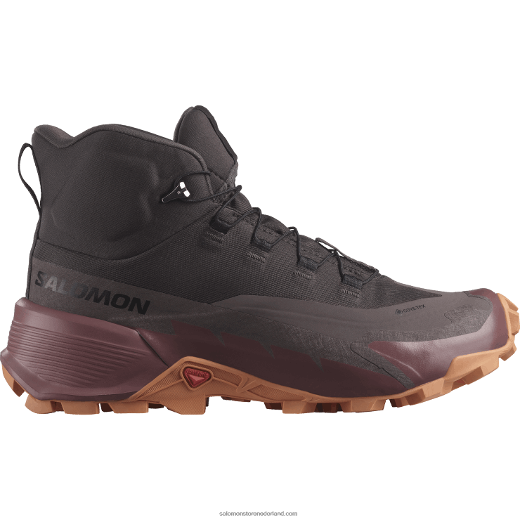 wandelschoenen voor dames - crosshike 2 mid gore-tex Salomon 22DD8737 leisteen/wilde gember/koraal goud