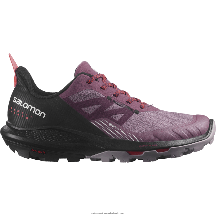 wandelschoenen voor dames - outpulse gore-tex Salomon 22DD81122 tulp/zwart/poppy rood