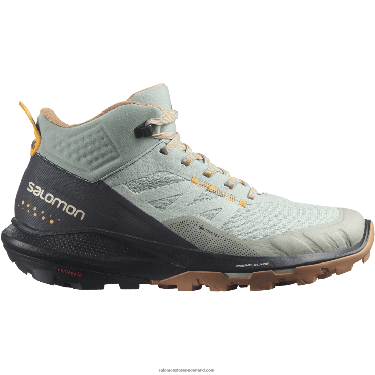 wandelschoenen voor dames - outpulse mid gore-tex Salomon 22DD81115 smeedijzer/ebbenhout/vlammend oranje