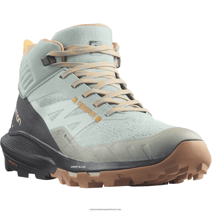 wandelschoenen voor dames - outpulse mid gore-tex Salomon 22DD81115 smeedijzer/ebbenhout/vlammend oranje