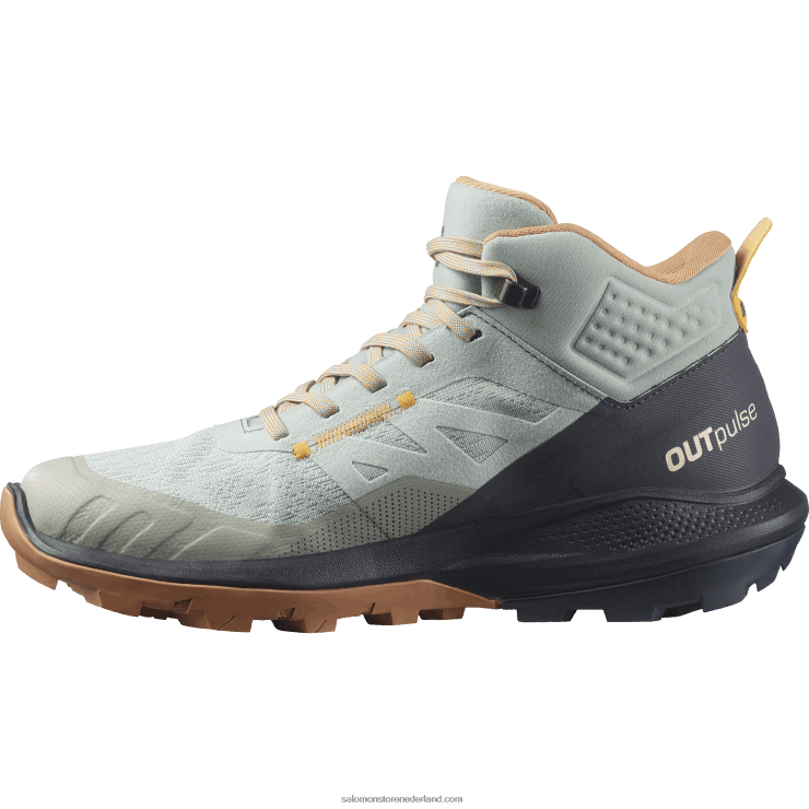 wandelschoenen voor dames - outpulse mid gore-tex Salomon 22DD81115 smeedijzer/ebbenhout/vlammend oranje