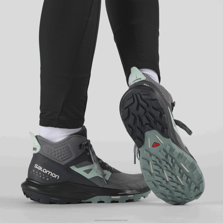 wandelschoenen voor dames - outpulse mid gore-tex Salomon 22DD81117 ebbenhout/stille schaduw