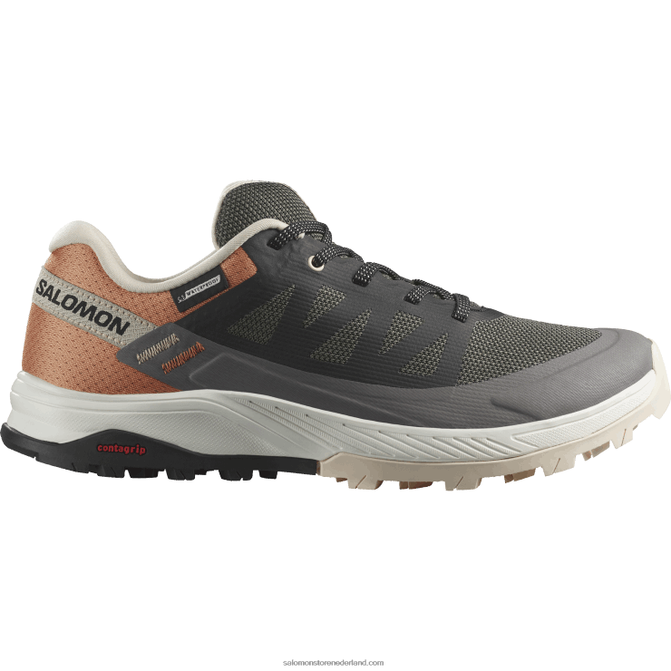 wandelschoenen voor dames - outrise clima waterdicht Salomon 22DD81144 magneet/zwart/koraal goud