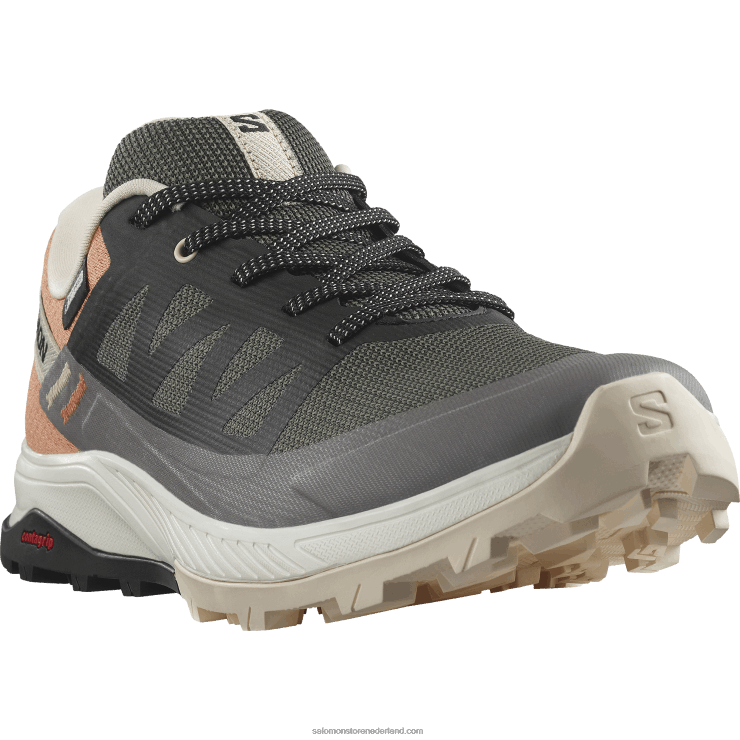 wandelschoenen voor dames - outrise clima waterdicht Salomon 22DD81144 magneet/zwart/koraal goud