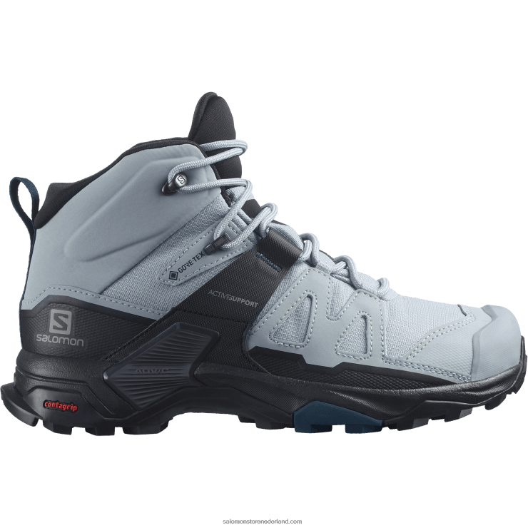 wandelschoenen voor dames - x ultra 4 middelbrede gore-tex Salomon 22DD81141 steengroeve/zwart/legioenblauw