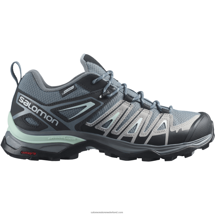 wandelschoenen voor dames - x ultra pioneer clima waterdicht Salomon 22DD81130 stormachtig weer/legering/yucca