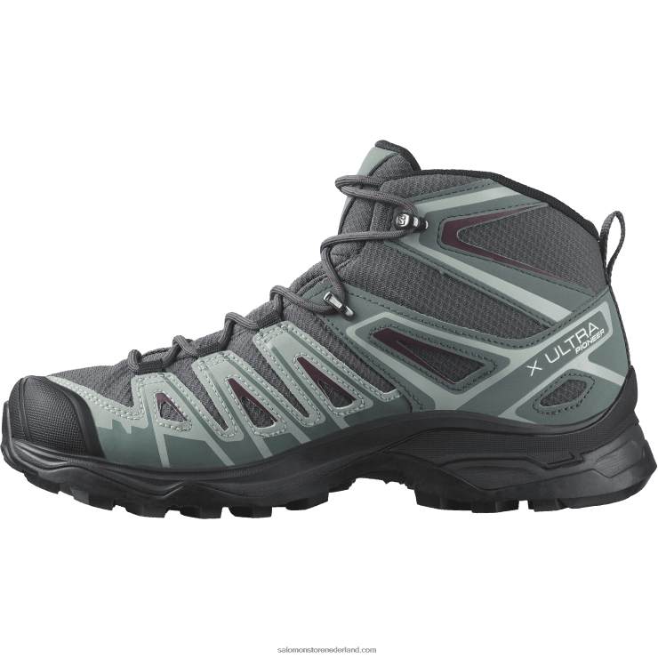 wandelschoenen voor dames - x ultra pioneer mid clima waterdicht Salomon 22DD81277 ebbenhout/stormachtig weer/wijnproeverij