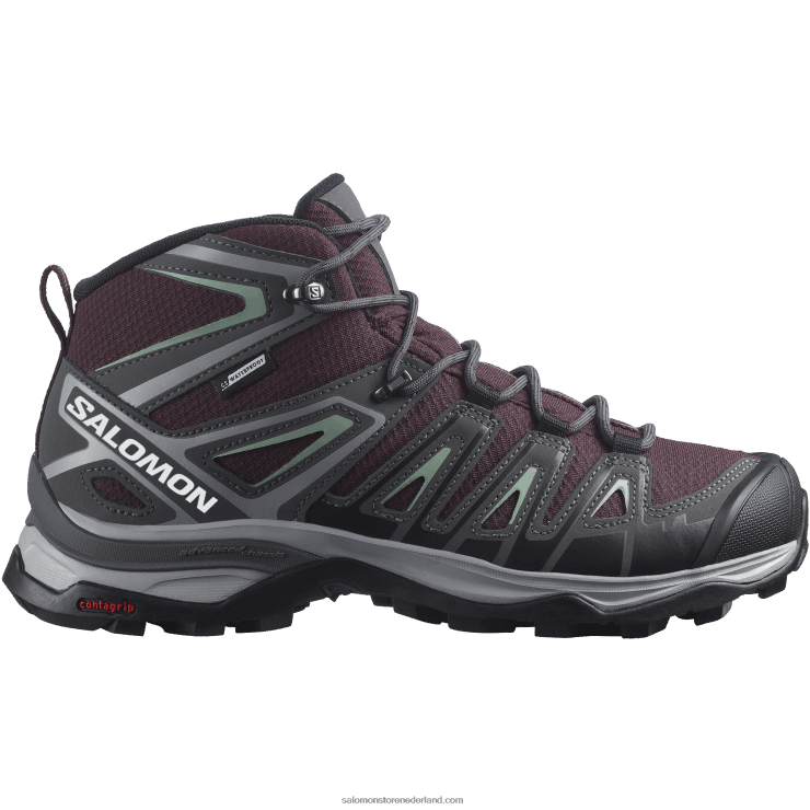 wandelschoenen voor dames - x ultra pioneer mid clima waterdicht Salomon 22DD81278 wijnproeverij/magneet/graniet groen