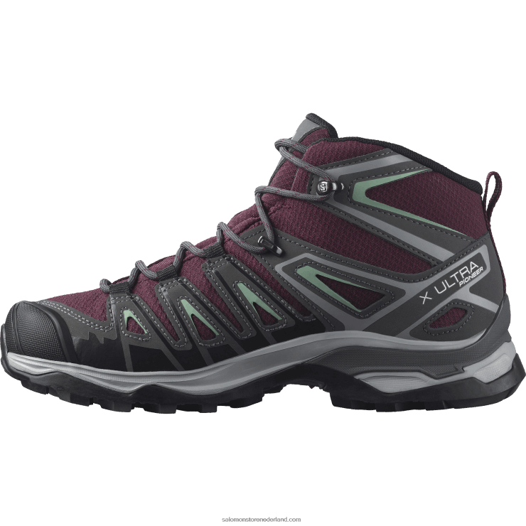 wandelschoenen voor dames - x ultra pioneer mid clima waterdicht Salomon 22DD81278 wijnproeverij/magneet/graniet groen
