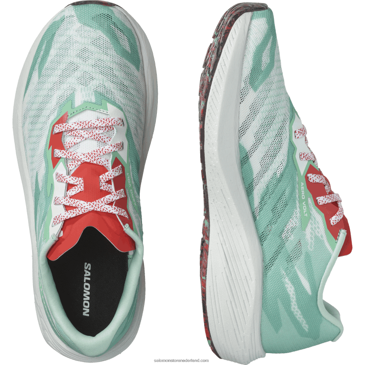 hardloopschoenen voor dames - aero volt Salomon 22DD8752 yucca/wit/poppy rood