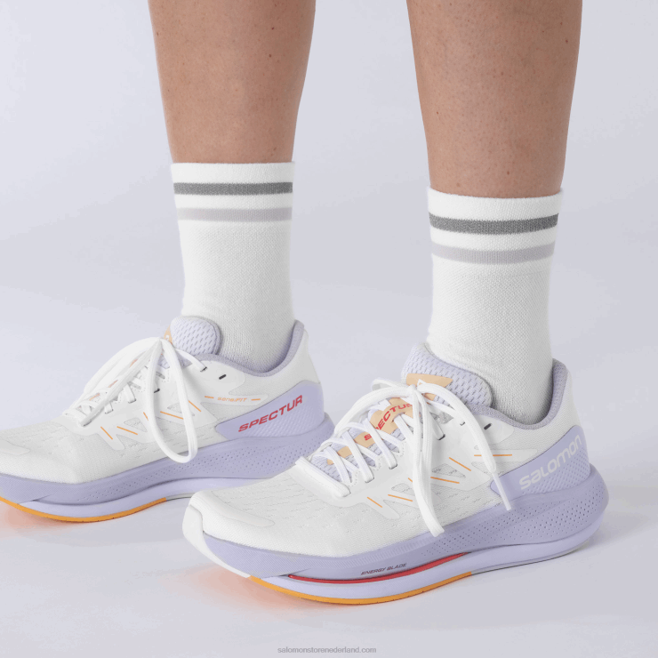 hardloopschoenen voor dames - spectur Salomon 22DD8747 wit/paars heide/vlammend oranje