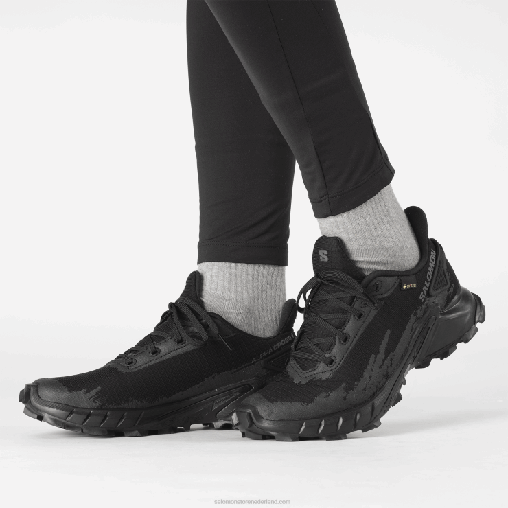 hardloopschoenen voor dames - alphacross 4 gore-tex Salomon 22DD81530 zwart