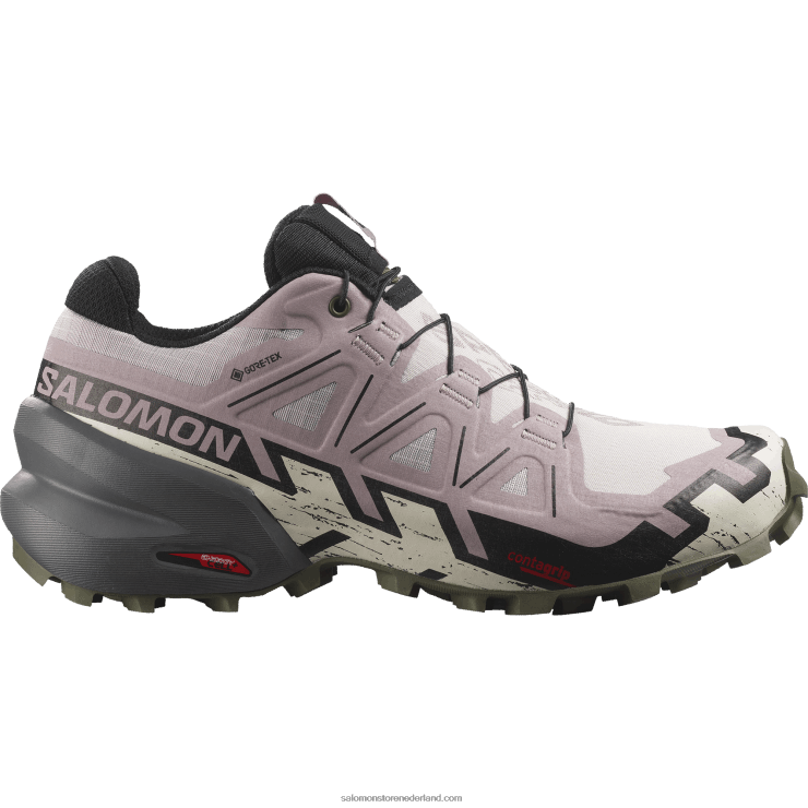 trailrunning damesschoenen - speedcross 6 gore-tex Salomon 22DD81515 rozenas/zwart/olijfnacht