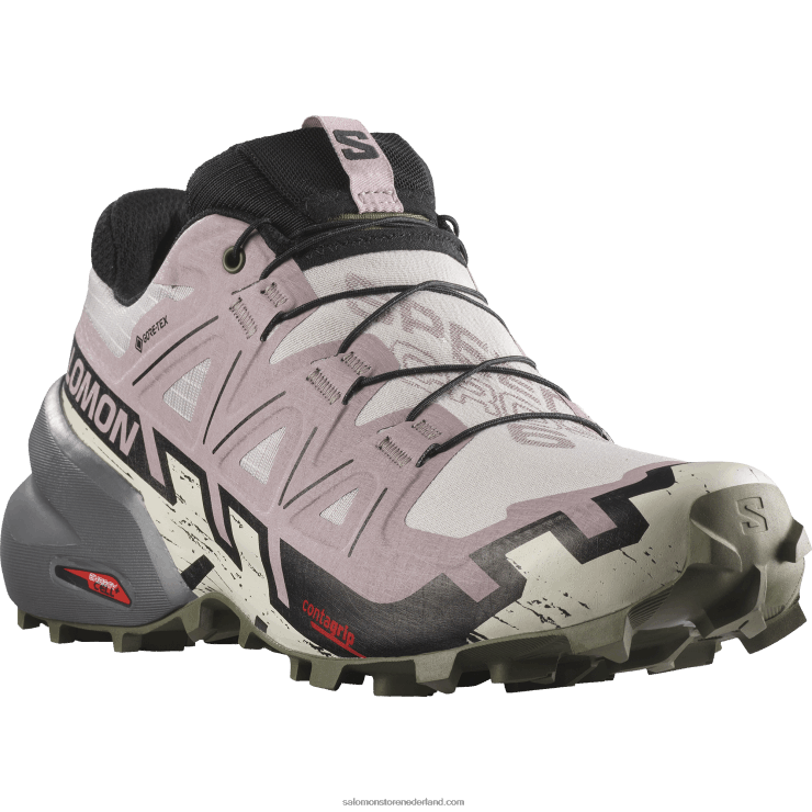 trailrunning damesschoenen - speedcross 6 gore-tex Salomon 22DD81515 rozenas/zwart/olijfnacht