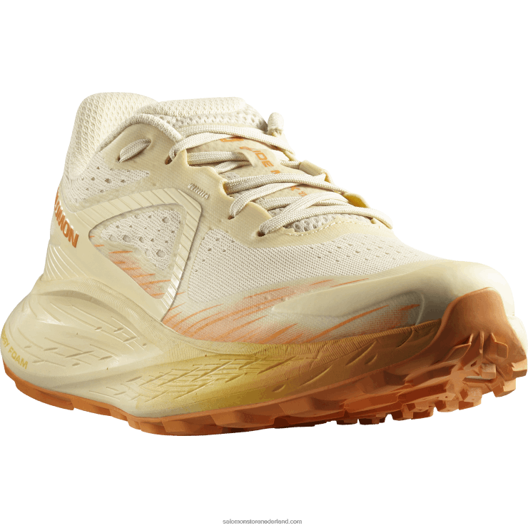 trailrunningschoenen voor dames - glide max tr Salomon 22DD81499 gebleekt zand/malse perzik/oranje peper