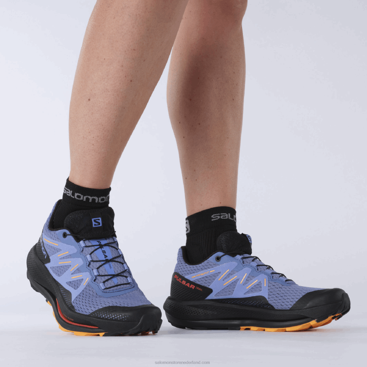 trailrunningschoenen voor dames - pulsar trail Salomon 22DD81510 fluwelen ochtend/zwart/vlammend oranje